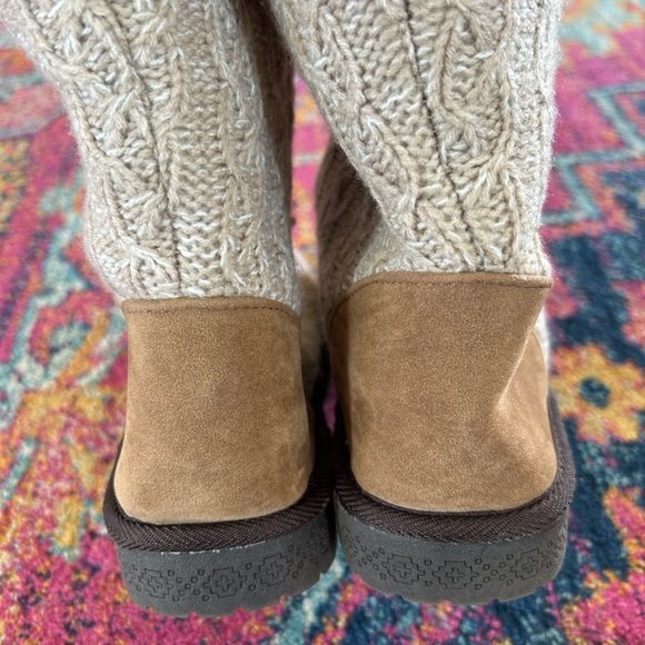 🔥Muk Luks | Women’s tan heather faux sherpa lined Essentials Knit Boots, size 9 - Picture 8 of 16